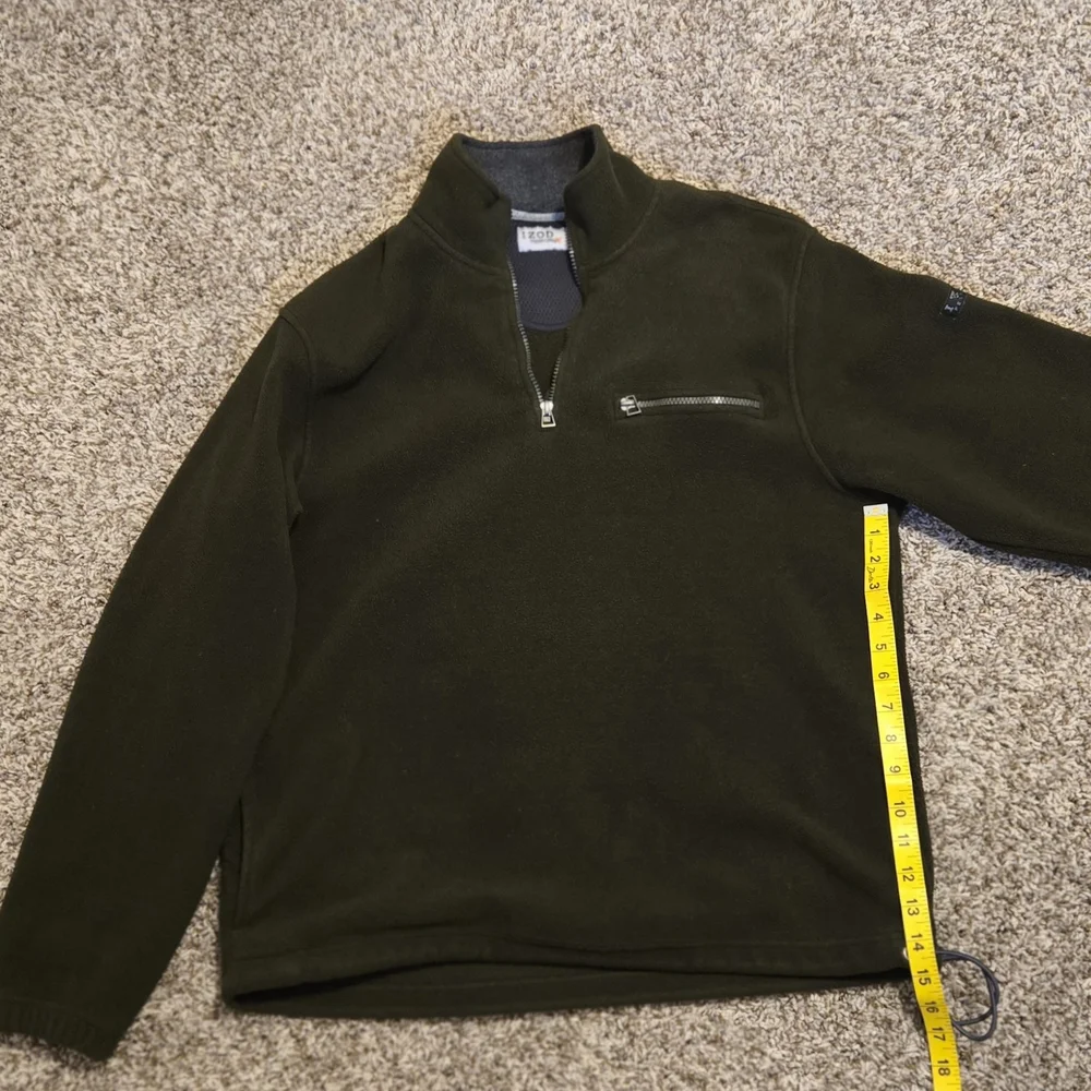 Izod Men's Zip Up Sweater in Dark Olive - Picture 5 of 14